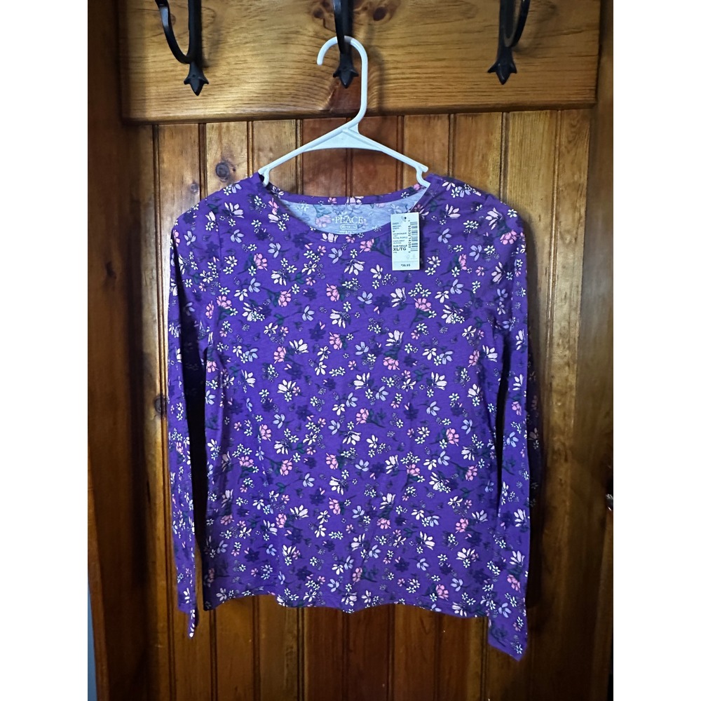 Girls The Children's Place Purple Floral‎ Print Long Sleeve Top Shirts Lot
